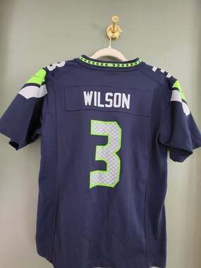 Nike Seattle Seahawks Russell Wilson Jersey Size L Navy Blue #3